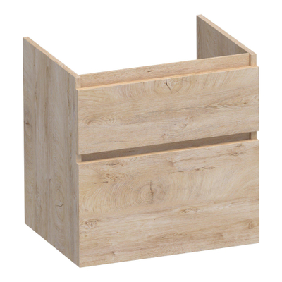 BRAUER Delight wastafelonderkast - 60x46x60cm - 2 softclose lades - greeploos - 1 sifon uitsparing - Forest Wheat