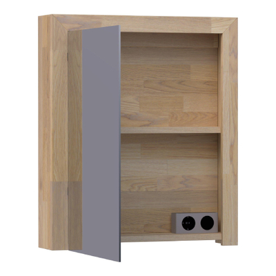 BRAUER Natural Wood armoire de toilette avec miroir 60x70x15cm 1 porte ouvre vers la gauche grey oak