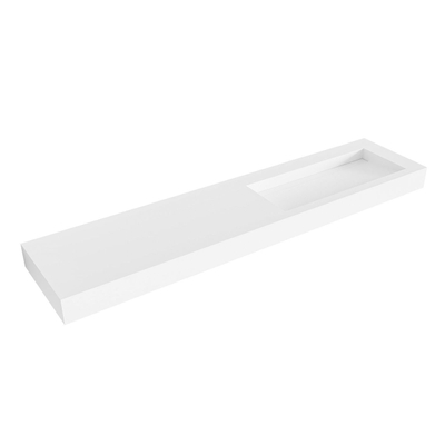 Mondiaz AVON Lavabo suspendu - 200cm - vasque à droite - rebord 12cm - Solid surface Talc