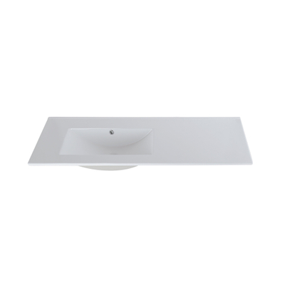 Saniclass Vygo Lavabo-meuble - 121x2x46cm - trop-plein - 1 bac à gauche - sans trous de robinet - céramique - blanc brillant