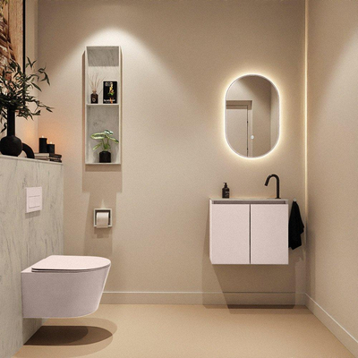 MONDIAZ TURE-DLUX 60cm toiletmeubel Rosee. EDEN wastafel Opalo positie rechts. Met 1 kraangat.