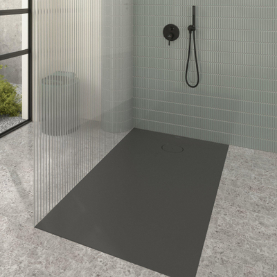 Villeroy & Boch Ecora douchebak - 140x90x3.5cm - afvoer korte zijde - anthracite (antraciet)