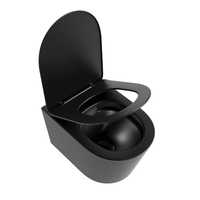 Mondiaz LAVIE hangtoilet – spoelrandloos – 36 x 53 cm – met softclose zitting – Urban (zwart)