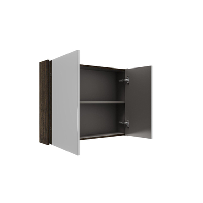 Saniclass Holz Frame Spiegelkast - 80x63x16cm - inclusief zijpanelen - Eiken charcoal