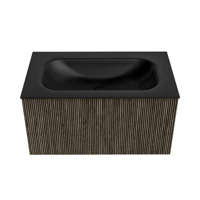 Mondiaz KURVE Ensemble meuble de salle de bains - 80x46x40cm - 1 tiroir - lavabo solid surface - central - sans trou de robinet - Shadow