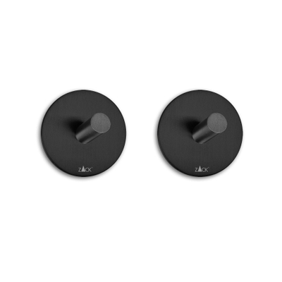 Zack Peco handdoekhaak 4.5x4.5cm rond zelfklevend Mat Zwart set van 2