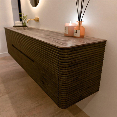 Mondiaz CIRO-DLUX Meuble de salle de bains - 190x45x50cm - Plan vasque solid surface Sombra - 1 vasque à gauche - sans trous de robinetterie - 4 tiroirs - Shadow