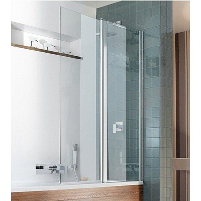 Crosswater Design New Pare-bain en 2 parties - 106x150cm - profilé argent - verre clair