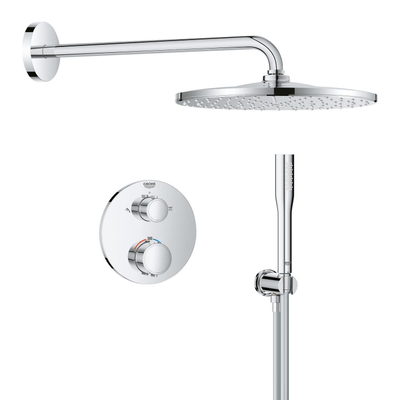 GROHE QuickFix Precision Thermostat Perfect Système de douche encastré - tête de douche Vitalio Rain Mono 310 - chrome.