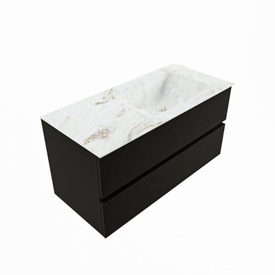 Mondiaz VICA-DLUX ensemble de meuble de salle de bain - 100cm - meuble sous-vasque urban - 2 tiroirs - lavabo encastré cloud droite - sans trous de robinet - version haute de 60cm - frape