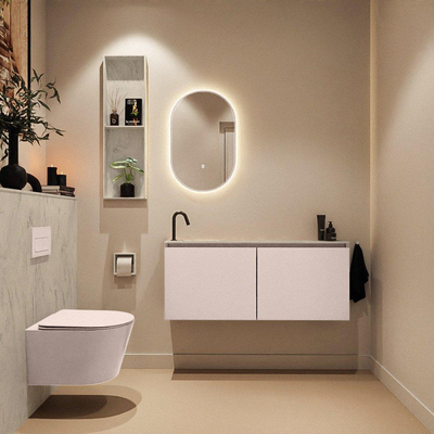 MONDIAZ TURE-DLUX Meuble toilette - 120cm - Rosee - EDEN - vasque Opalo - position gauche - 1 trou de robinet