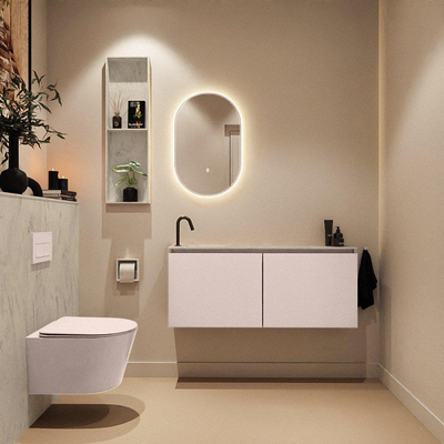 MONDIAZ TURE-DLUX Meuble WC 120cm Rosee. Lavabo EDEN Opalo position à gauche. Avec 1 trou de robinet.