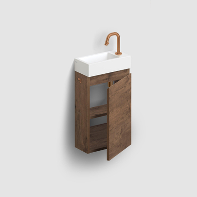 Clou InBe Meuble de lavabo pour toilettes - 36x55x18cm - droite - chêne foncé