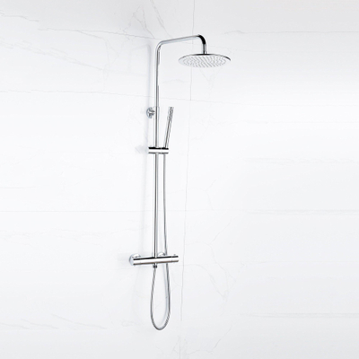 FugaFlow Eccelente Sobrado Colonne de douche pluie thermostatique avec douche de tête 21.8cm et douchette stick Chrome