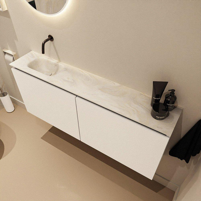 MONDIAZ TURE-DLUX 120cm toiletmeubel Talc. EDEN wastafel Ostra positie links. Zonder kraangat.