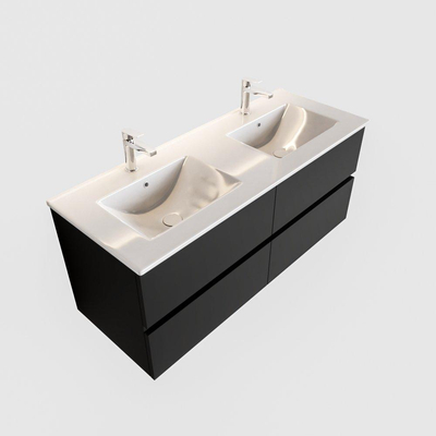 MONDIAZ VICA Ensemble de meuble salle de bain - 120cm - 4 tiroirs - lavabo Denia double 2 trous de robinet - céramique - urbain
