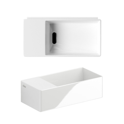 Clou New Flush lave-mains 35x18cm inclus ensemble de vidage sans trou de robinet Céramique Blanc