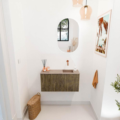 Mondiaz JOYA-DLUX 80cm toiletmeubel - kleur Dusk - Wastafel FAYE positie Rechts Zonder kraangat kleur Arena.
