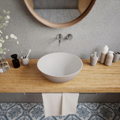 Ideavit Solidthin vasque à poser - 39x39x14.5cm - Solid surface - Ronde - Beige mat