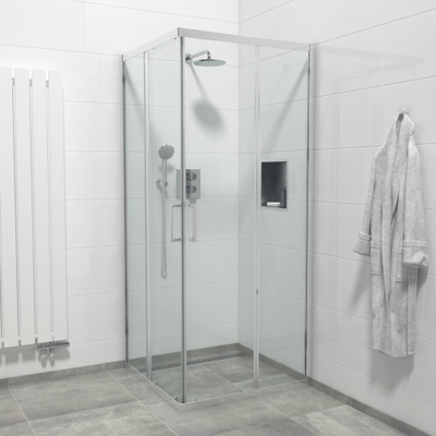 FugaFlow Boutry Quick Fit cabine de douche - carré - 90x90x195cm - accès d'angle - porte coulissante - anti calcaire - Chrome