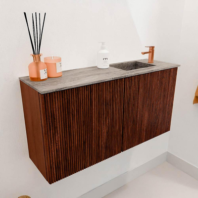 Mondiaz JOYA-DLUX 80cm toiletmeubel - kleur Ruby - Wastafel FAYE positie Rechts 1 kraangat kleur Oza.