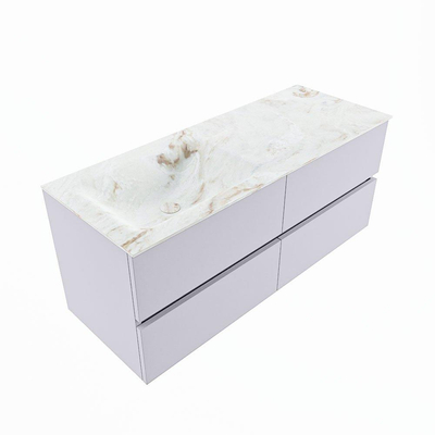 Mondiaz VICA-DLUX Ensemble de meuble de salle de bain - 120cm - meuble sous-vasque cale - 4 tiroirs - lavabo encastré cloud gauche - 1 trou de robinet - version haute de 60cm - frape