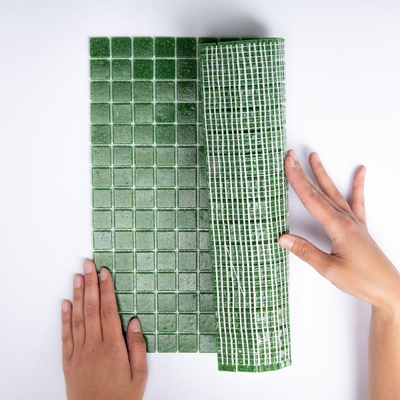The Mosaic Factory Amsterdam mozaïektegel - 32.2x32.2cm - wand en vloertegel - Vierkant - Glas Dark Green Mat