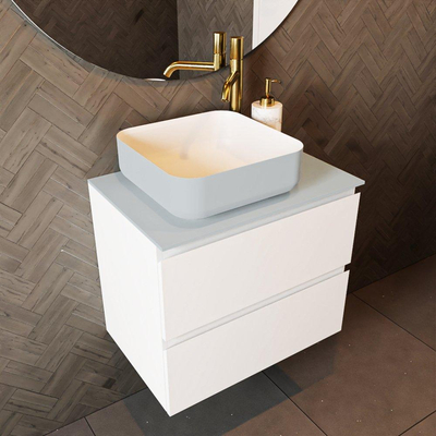 Mondiaz TOP 23 Topblad - 50x23.5x0.9cm - geschikt voor afdekplaat - Solid surface - Clay