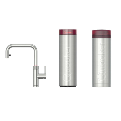 Quooker Flex Square kokendwaterkraan - draaibare & uittrekbare uitloop - PRO3 incl. Cube reservoir - Warm / kokend / bruisend / gefilterd water - RVS