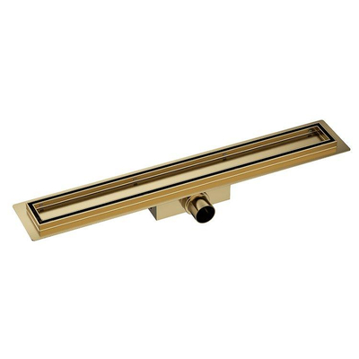 Wiesbaden Caniveau de douche avec bride et grille à carreler 80 x 7 cm laiton brossé PVD