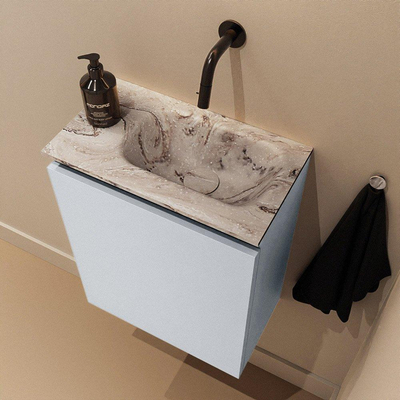 MONDIAZ TURE-DLUX 40cm toiletmeubel Clay. EDEN wastafel Glace positie rechts. Zonder kraangat.