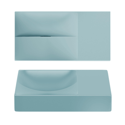 Clou Vale lave-mains 38 cm sans trou de robinet à droite mat bleu céramique