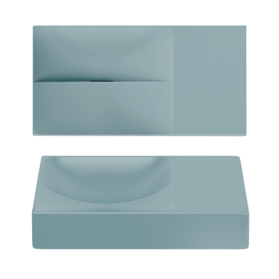 Clou Vale fontein 38 cm zonder kraangat rechts mat blauw keram