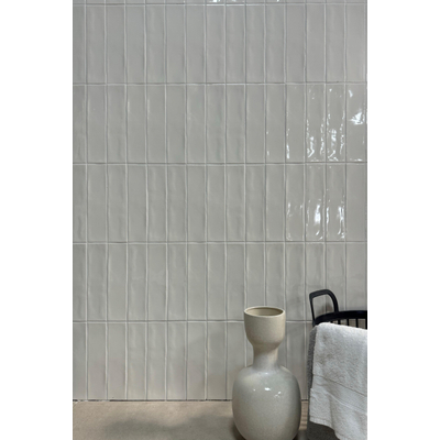 ÉCHANTILLON Terravito Pavero carreau mural - 7,5x30cm - 8,6mm - Rectangulaire - Crème brillant