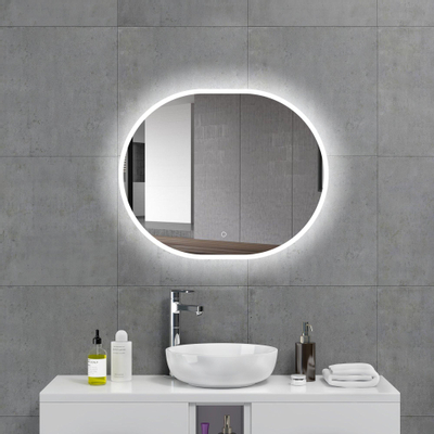 H&R Badmeubelen Enigma spiegel – ovaal – 100x65 cm – indirecte LED rondom – spiegelverwarming – Zilver