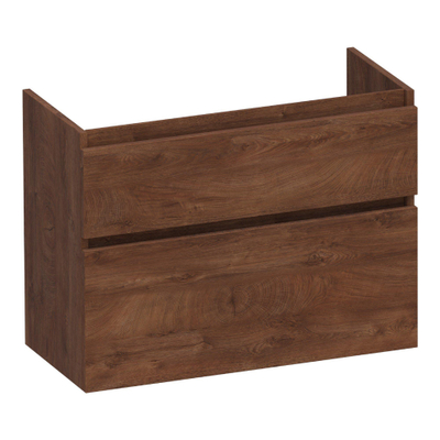 BRAUER Delight wastafelonderkast ondiep - 80x39x60cm - 2 softclose lades - greeploos - 1 sifon uitsparing - Forest Cacao