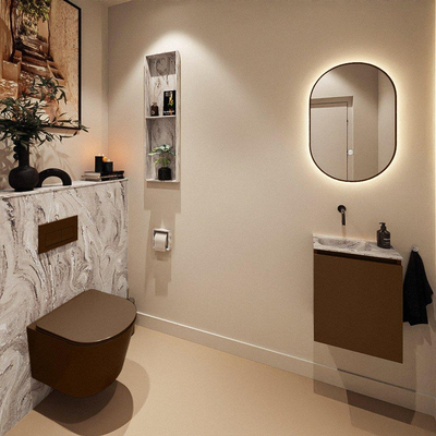 MONDIAZ TURE-DLUX 40cm toiletmeubel Rust. EDEN wastafel Glace positie links. Zonder kraangat.