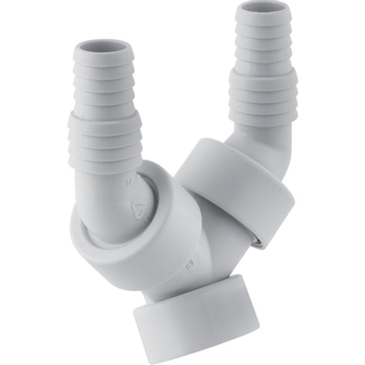 Geberit dubbel aansluitstuk - voor vaat- en wasmachines - 4/4" - 83mm - kunststof - alpien wit