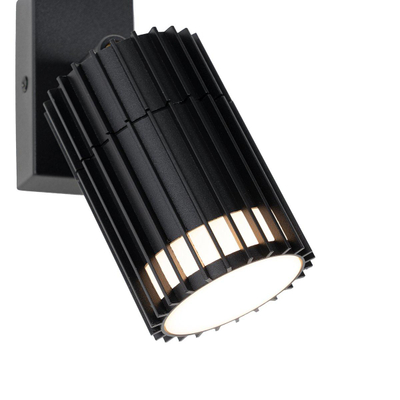 QAZQA Boris Applique murale - 1 lampe - lampe led dimmable - IP44 - Rond - Noir