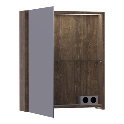 BRAUER Dual Armoire de toilette 59x70x15cm éclairage intégré rectangulaire 1 portes pivotantes MFC Burned Bark