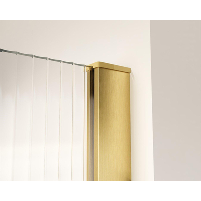 FugaFlow Eccelente Vetro inloopdouche - 180x200cm - ribbelglas - wandarm - Geborsteld Messing PVD (Goud)