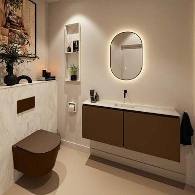 MONDIAZ TURE-DLUX Meuble WC 120 cm Rust. EDEN lavabo Ostra position milieu. Sans trou de robinet.