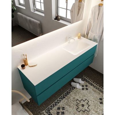 Mondiaz VICA Ensemble de meuble de salle de bain - 150cm - meuble sous-vasque smag - 2 tiroirs - lavabo cloud droite - 1 trou de robinet - version XL 60cm haut