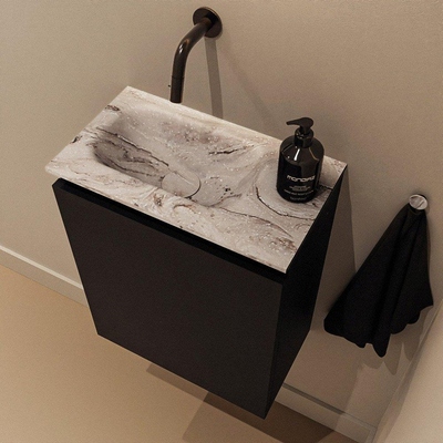 MONDIAZ TURE-DLUX 40cm toiletmeubel Urban. EDEN wastafel Glace positie links. Zonder kraangat.
