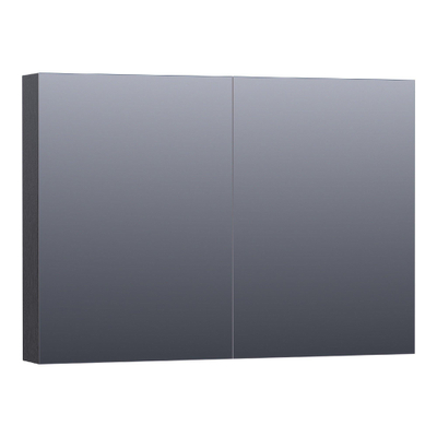 Saniclass Plain Spiegelkast - 100x70x15cm - 2 links/rechtsdraaiende spiegeldeuren - MFC - black wood