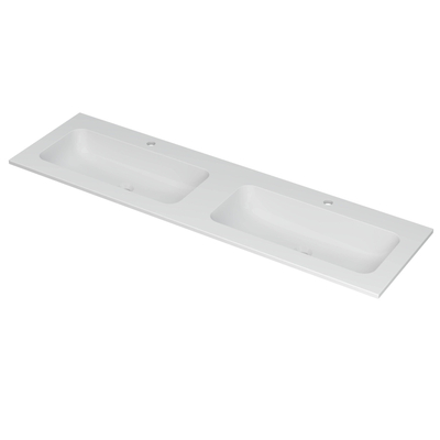 INK Aspekt lavabo - 160x45x1.5cm - 2 lavabos - 2 trous de robinet - porcelaine blanche mate DESTOCKAGE