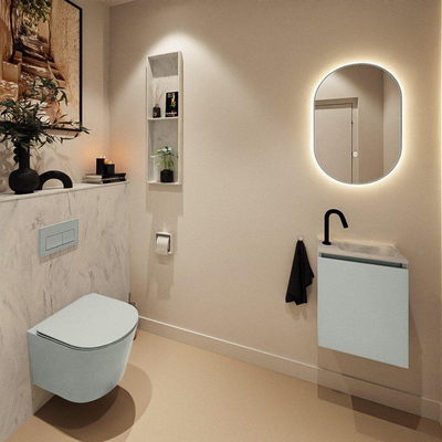 MONDIAZ TURE-DLUX Meuble toilette - 40cm - Greey - EDEN - vasque Opalo - position droite - 1 trou de robinet