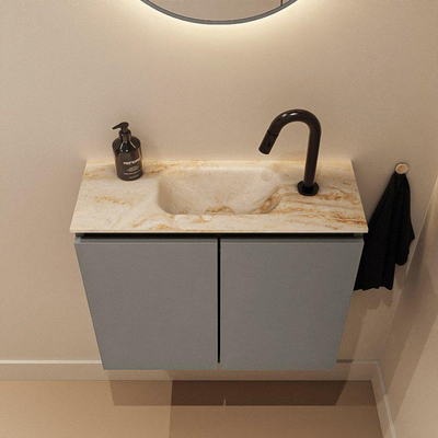 MONDIAZ TURE-DLUX Meuble de toilettes 60 cm Smoke. Lavabo EDEN Frappe position milieu. Avec 1 trou de robinet.