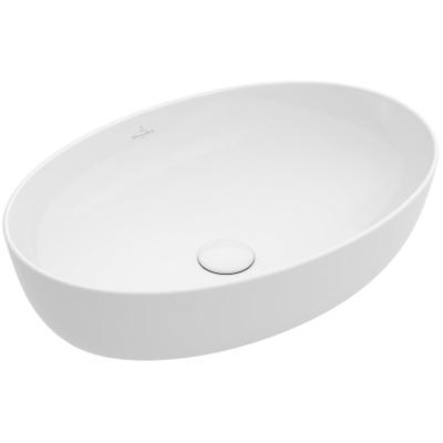 Villeroy & Boch Artis opzetwastafel ovaal - 61x41x12.5cm - zonder kraangat - zonder overloop - zonder plug - White Alpine (glans wit)