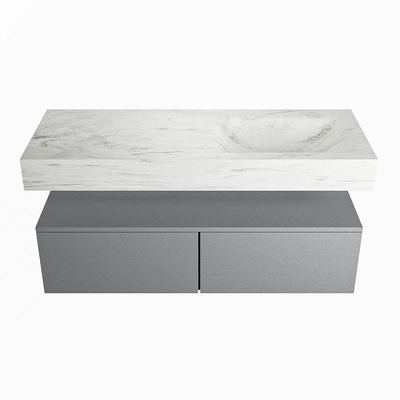 MONDIAZ ALAN - DLUX Badkamermeubelset - 120cm - onderkast - Plata - 2 lades - vrijhangende wastafel - wasbak rechts - 1 kraangat - Opalo